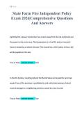 State Farm Fire Independent Policy&NewLine;Exam 2026&vert;Comprehensive Questions&NewLine;And Answers