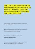 NUR 112 EXAM 1 2026&sol;2027 WITH 320 &NewLine;QUESTIONS AND EXPERT-VERIFIED &NewLine;CORRECT ANSWERS &vert; ALREADY &NewLine;GRADED A&plus; &vert; GUARANTEED PASS &vert; &NewLine;NUR 112 LATEST EXAM