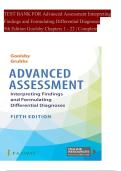 TEST BANK FOR Advanced Assessment Interpreting &NewLine;Findings and Formulating Differential Diagnoses  &NewLine;5th Edition Goolsby Chapters 1 - 22 &vert; Complete