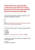Alberta Electrician Apprenticeship &NewLine;Certification Exam &lpar;Red Seal&rpar; Practice &NewLine;&lpar;Questions And Correct Answers &lpar;Verified &NewLine;Answers&rpar; Plus Rationales 2026 Q&A