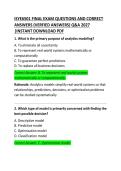 ISYE 6501 Final Exam Questions and Correct Answers
