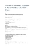 Government and Politics in the Lone Star State 12th Edition Test Bank &vert; Gibson