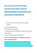 HCCA CHC&sol;CHPC COMPLIANCE EXAM &NewLine;QUESTIONS AND CORRECT ANSWERS &NewLine;&lpar;VERIFIED ANSWERS&rpar; PLUS RATIONALE 2027 &NewLine;Q&A&vert; INSTANT DOWNLOAD PDF