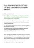 CHPC COMPLIANCE ACTUAL TEST PAPER&NewLine;FULL SOLUTION VERIFIED QUESTIONS AND&NewLine;ANSWERS&NewLine;