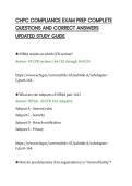 CHPC COMPLIANCE EXAM PREP COMPLETE&NewLine;QUESTIONS AND CORRECT ANSWERS&NewLine;UPDATED STUDY GUIDE&NewLine;