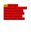 VATI Green Light Comprehensive Form A B C &vert; &vert; Actual Exam Questions with Answers & Verified Rationales &vert; Complete Updated Study Resource