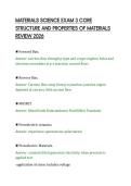 MATERIALS SCIENCE EXAM 3 CORE STRUCTURE AND PROPERTIES OF MATERIALS REVIEW 2026&period;pdf&NewLine;&NewLine;