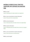 MATERIALS SCIENCE EXAM 3 PRACTICE QUESTIONS WITH DETAILED EXPLANATIONS 2026&period;pdf&NewLine;&NewLine;