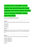 Louisiana Class D Chauffeur License &NewLine;Practice Test with 250 Recently Tested &NewLine;Questions and Correct Answers Review&sol; &NewLine;Class D Louisiana Chauffeur License &NewLine;Exam Prep &lpar;New&rpar;