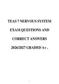 TEAS 7 NERVOUS SYSTEM&NewLine;EXAM QUESTIONS AND&NewLine;CORRECT ANSWERS&NewLine;2026&sol;2027 GRADED A&plus; &period;