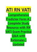 ATI RN VATI Comprehensive Predictor Form A &vert; Complete Study Resource with RN VATI Exam Practice Q&A with Rationales &vert; Updated