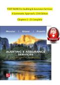 TEST BANK For Auditing & Assurance Services&colon; A Systematic Approach&comma; 12th Edition By William Messier Jr&comma; Steven Glover&comma; Verified Chapters 1 - 21&comma; Complete Newest Version&NewLine;