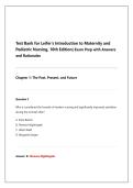 Test Bank for Leifer's Introduction to Maternity and Pediatric Nursing 10th Edition&colon; Complete Exam Prep with Answers and Rationales