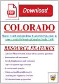 Colorado Mental Health Jurisprudence Exam 2026 &vert; Questions & Answers with Rationales &vert; Complete Study Guide