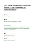CHSOS FINAL PAPER UPDATED QUESTIONS&NewLine;VERIFIED COMPLETE ANSWERS 100&NewLine;PERCENT CORRECT&NewLine;