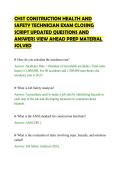 CHST CONSTRUCTION HEALTH AND&NewLine;SAFETY TECHNICIAN EXAM CLOSING&NewLine;SCRIPT UPDATED QUESTIONS AND&NewLine;ANSWERS VIEW AHEAD PREP MATERIAL&NewLine;SOLVED&NewLine;