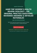 AANP FNP Women's Health Review 2026-2027 &vert; 350 Original Practice Questions with Verified Answers & Detailed Rationales &vert; Latest FNP Board Exam Prep
