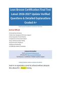 Lean Bronze Certification Final Test Latest 2026-2027 Update Verified Questions & Detailed Explanations Graded A&plus;