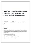 Texas Pesticide Applicators General Standards Exam Questions and Correct Answers with Rationale