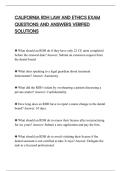 CALIFORNIA RDH LAW AND ETHICS EXAM&NewLine;QUESTIONS AND ANSWERS VERIFIED&NewLine;SOLUTIONS