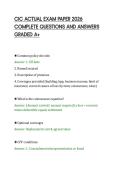 CIC ACTUAL EXAM PAPER 2026&NewLine;COMPLETE QUESTIONS AND ANSWERS&NewLine;GRADED A&plus;&NewLine;