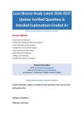 Lean Bronze Study Latest 2026-2027 Update Verified Questions & Detailed Explanations Graded A&plus; Package Deal
