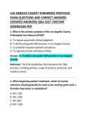 Los Angeles County Paramedic Protocol Exam Questions and Correct Answers