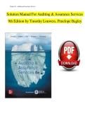 Solution Manual for Auditing & Assurance Services&comma; 9th Edition by Timothy Louwers & Penelope Bagley &vert; Complete Solutions &vert; Exam Prep