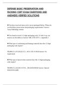 DEFENSE BASIC PRESERVATION AND&NewLine;PACKING CERT EXAM QUESTIONS AND&NewLine;ANSWERS VERIFIED SOLUTIONS