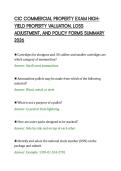 CIC COMMERCIAL PROPERTY EXAM HIGHYIELD PROPERTY VALUATION&comma; LOSS&NewLine;ADJUSTMENT&comma; AND POLICY FORMS SUMMARY&NewLine;2026&NewLine;