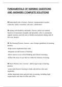 FUNDAMENTALS OF NURSING QUESTIONS&NewLine;AND ANSWERS COMPLETE SOLUTIONS
