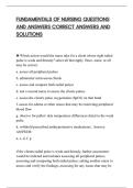 FUNDAMENTALS OF NURSING QUESTIONS&NewLine;AND ANSWERS CORRECT ANSWERS AND&NewLine;SOLUTIONS
