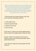 VIRGINIA STATE INSPECTION EXAM &sol; ACTUAL VIRGINIA STATE INSPECTION EXAM TEST BANK 2026&sol;2027 PRACTICE QUESTIONS AND STUDY GUIDE COMPLETE ACCURATE EXAM APPROVED QUESTIONS AND CORRECT DETAILED ANSWERS WITH RATIONALES &lpar;100&percnt; CORRECT VERIFIED SOLUTIONS&rpar; CURRENTL