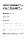 GCU BIO 201 HUMAN ANATOMY AND&NewLine;PHYSIOLOGY I EXAMINATION EVALUATION&NewLine;TEST PAPER INCLUDING COMPLETE&NewLine;PRACTICE QUESTIONS GRADED A PLUS