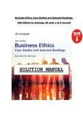 Solutions for Business Ethics&comma; Case Studies and Selected Readings&comma; &NewLine;10th Edition by Jennings&comma; All units 1 to 9 Covered
