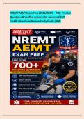 NREMT AEMT Exam Prep &lpar;2026&sol;2027&rpar; &ndash; 700&plus; Practice &NewLine;Questions & Verified Answers for Advanced EMT &NewLine;Certification Exam Review Study Guide &lpar;PDF&rpar;
