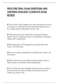 PROCORE FINAL EXAM QUESTIONS AND&NewLine;ANSWERS COMPLETE SOLUTIONS