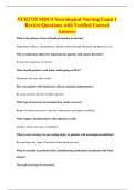 NUR2755 MDC4 Neurological Nursing Exam 1&NewLine;Review Questions with Verified Correct&NewLine;Answers