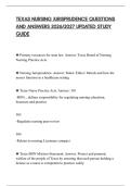 TEXAS NURSING JURISPRUDENCE QUESTIONS&NewLine;AND ANSWERS COMPLETE SOLUTIONS