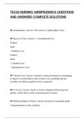 TEXAS NURSING JURISPRUDENCE QUESTIONS&NewLine;AND ANSWERS CORRECT ANSWERS AND&NewLine;SOLUTIONS