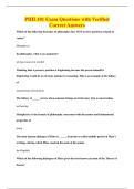 PHIL101 Exam Questions with Verified&NewLine;Correct Answers