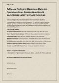 California Firefighter Hazardous Materials Operations Exam Practice Questions & RATIONALES LATEST