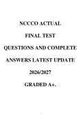 NCCCO ACTUAL&NewLine;FINAL TEST&NewLine;QUESTIONS AND COMPLETE&NewLine;ANSWERS LATEST UPDATE&NewLine;2026&sol;2027&NewLine;GRADED A&plus;&period;