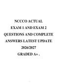 NCCCO ACTUAL&NewLine;EXAM 1 AND EXAM 2&NewLine;QUESTIONS AND COMPLETE&NewLine;ANSWERS LATEST UPDATE&NewLine;2026&sol;2027&NewLine;GRADED A&plus; &period;