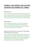 MATERNAL CHILD NURSING CARE EXAM PREP QUESTIONS AND ANSWERS FULLY VERIFIED&period;pdf&NewLine;&NewLine;