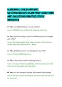 MATERNAL CHILD NURSING COMPREHENSIVE EXAM PREP QUESTIONS AND SOLUTIONS VERIFIED STUDY RESOURCE&period;pdf&NewLine;&NewLine;