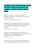 MATERNAL CHILD NURSING FINAL PAPER UPDATED COMPLETE QUESTIONS AND CORRECT ANSWERS BUNDLED REVIEW GUIDE&period;pdf&NewLine;&NewLine;