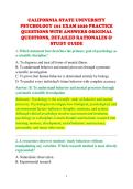 CALIFORNIA STATE UNIVERSITY &NewLine;PSYCHOLOGY 101 EXAM 2026 PRACTICE &NewLine;QUESTIONS WITH ANSWERS ORIGINAL &NewLine;QUESTIONS&comma; DETAILED RATIONALES & &NewLine;STUDY GUIDE