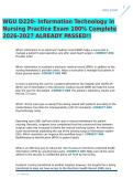 WGU D220- Information Technology in Nursing Practice Exam 100&percnt; Complete 2026-2027 ALREADY PASSED&excl;&excl;