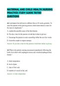 MATERNAL&lowbar;AND&lowbar;CHILD&lowbar;HEALTH&lowbar;NURSING&lowbar;PRACTICE&lowbar;STUDY&lowbar;GUIDE&lowbar;TESTED&lowbar;QUESTIONS